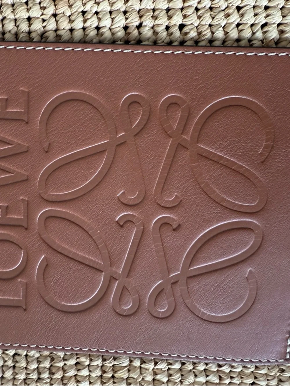 Loewe Natural Raffia Tote with Brown Leather Logo Patch - Picture 8 of 8